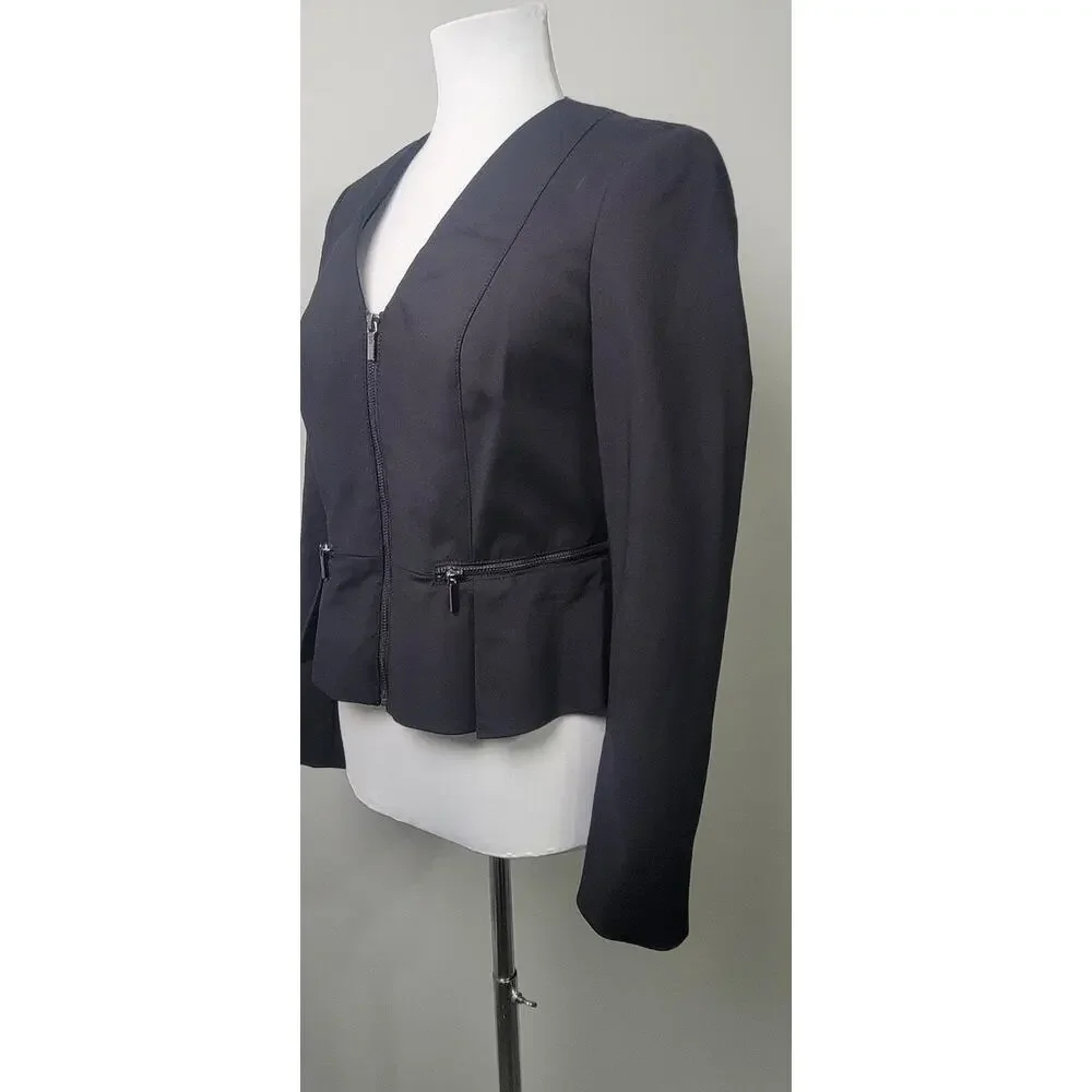 bebe Black‎ Peplum Zippered Jacket Size 6 (small)